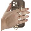Volte-Tel ���� Iphone 12 6.1'' Silicon Tpu With Strap Full Camera Protection Brown With White BUTTERFLIES