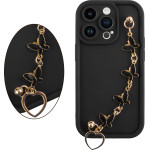 Volte-Tel ���� Iphone 14 Pro 6.1'' Silicon Tpu With Strap Full Camera Protection Black With Black BUTTERFLIES