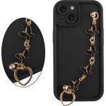Volte-Tel ���� Iphone 15 6.1'' Silicon Tpu With Strap Full Camera Protection Black With Black BUTTERFLIES