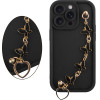 Volte-Tel ���� Iphone 15 Pro Max 6.7'' Silicon Tpu With Strap Full Camera Protection Black With Black BUTTERFLIES