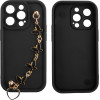 Volte-Tel ���� Iphone 15 Pro Max 6.7'' Silicon Tpu With Strap Full Camera Protection Black With Black BUTTERFLIES