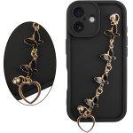 Volte-Tel ���� Iphone 16 6.1'' Silicon Tpu With Strap Full Camera Protection Black With Black BUTTERFLIES