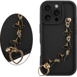 Volte-Tel ���� Iphone 16 Pro 6.3'' Silicon Tpu With Strap Full Camera Protection Black With Black BUTTERFLIES