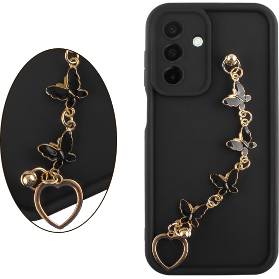 Volte-Tel ���� Samsung A26 5G A266 6.64'' Silicon Tpu With Strap Full Camera Protection Black With Black BUTTERFLIES