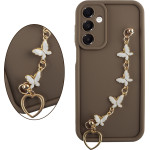 Volte-Tel ���� Samsung A26 5G A266 6.64'' Silicon Tpu With Strap Full Camera Protection Brown With White BUTTERFLIES