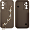 Volte-Tel ���� Samsung A26 5G A266 6.64'' Silicon Tpu With Strap Full Camera Protection Brown With White BUTTERFLIES