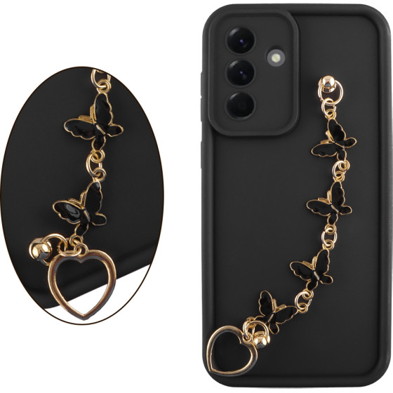 Volte-Tel ���� Samsung A36 5G A366 6.64'' Silicon Tpu With Strap Full Camera Protection Black With Black BUTTERFLIES