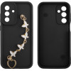 Volte-Tel ���� Samsung A56 5G A566 6.7'' Silicon Tpu With Strap Full Camera Protection Black With White BUTTERFLIES