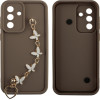 Volte-Tel ���� Samsung A56 5G A566 6.7'' Silicon Tpu With Strap Full Camera Protection Brown With White BUTTERFLIES