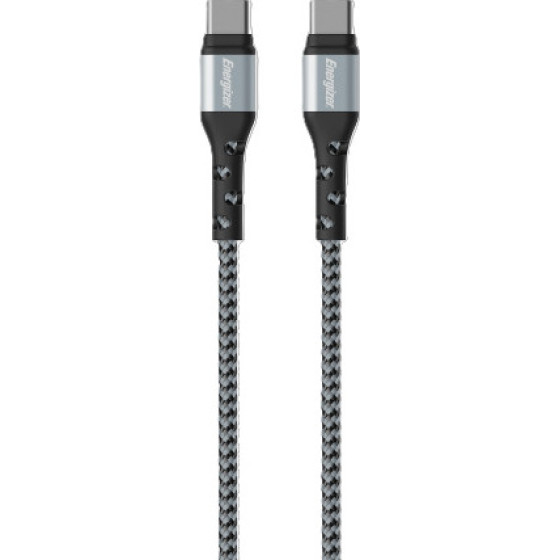 Energizer ������� �������� Metal & Braided Nylon Cable USB-C �� USB-C 2.0 ����� 2m - (C521CKSL)