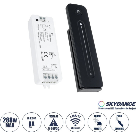 GloboStar V1+R11 Skydance ��� Dim��r & �������� ����������� ���� 1 Group Rf 2.4GHz 8A Max Dc 5-36V (288W) - Dc 3V IP20 - 5 ������ ������� - (73119)