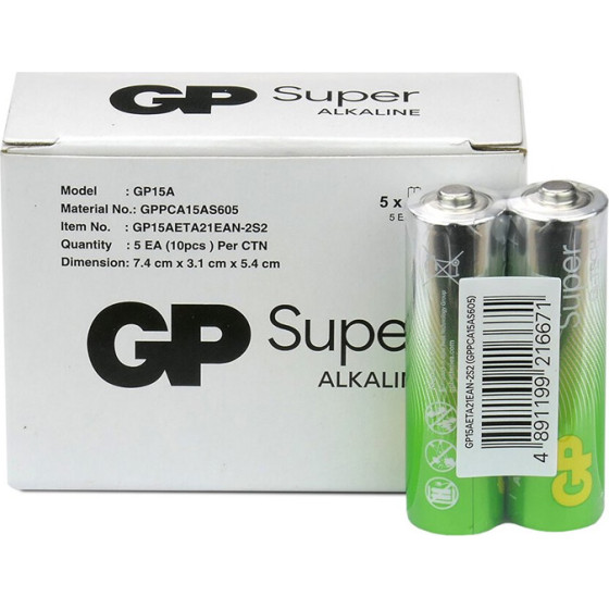 GP ��������� ��������� Aa LR06 1.5V Super Alkaline G-Tech +50% More Power 10/Blister - (LR6/Size AA)
