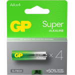 GP ��������� ��������� Aa LR06 1.5V Super Alkaline G-Tech +50% More Power 4/Blister - (LR6/Size AA)