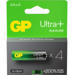 GP ��������� ��������� Aa LR06 1.5V Ultra Plus Alkaline G-Tech +200% More Power 4/Blister - (LR6/Size AA)