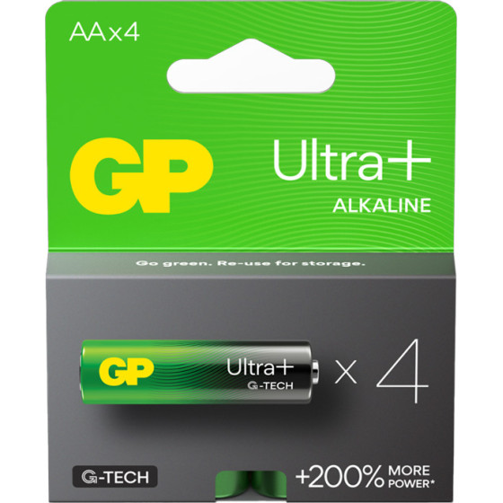 GP ��������� ��������� Aa LR06 1.5V Ultra Plus Alkaline G-Tech +200% More Power 4/Blister - (LR6/Size AA)