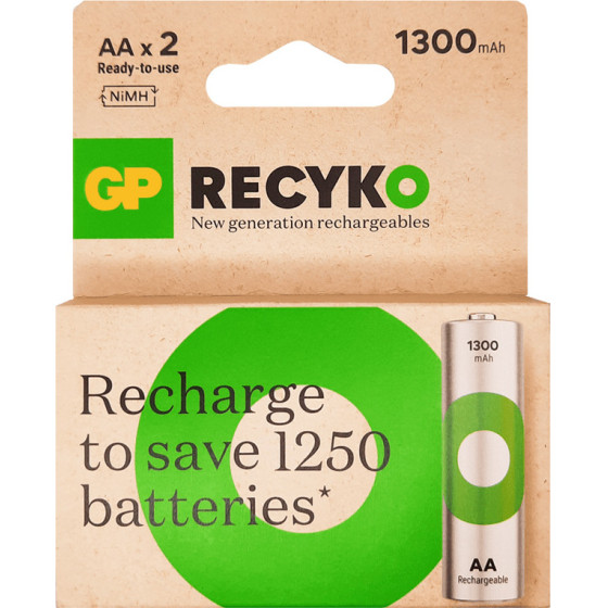GP ����������������� ��������� AA/R6 1300mAh Ni-Mh Recyko Ready To Use 1.2V 2/BLISTER
