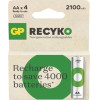 GP ����������������� ��������� AA/R6 2100mAh Ni-Mh Recyko Ready To Use 1.2V 4/BLISTER