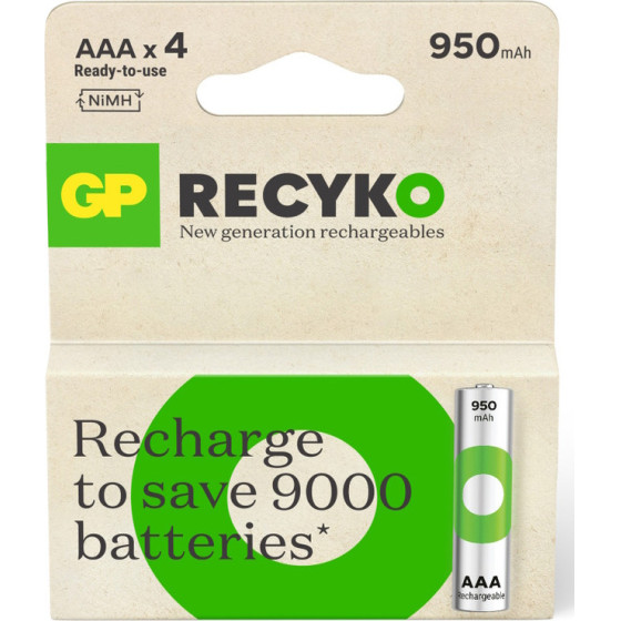 GP ����������������� ��������� AAA/R03 950mAh Ni-Mh Recyko Ready To Use 1.2V 4/BLISTER