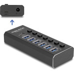 DeLock Usb Hub �� ���������, 7x �����, 10Gbps, USB/USB-C �������, ����� - (64326)
