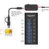 DeLock Usb Hub �� ���������, 7x �����, 10Gbps, USB/USB-C �������, ����� - (64326)