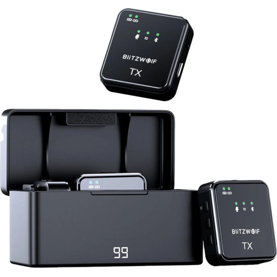 BlitzWolf Wireless Microphone , 1000mAh (black) - (BW-SX63)