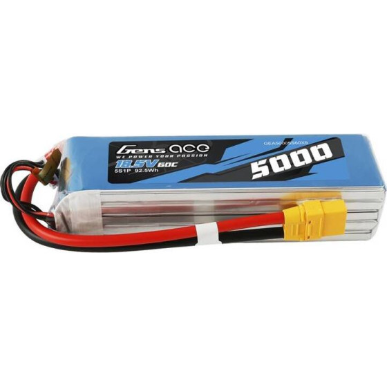 Gens Ace Battery Lipo Bashing 5000mAh 18.5V 60C 5S1P - XT90 - (GEA50005S60X9)
