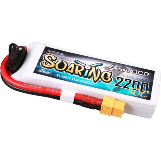 Gens Ace G-Tech Soaring 2200mAh 11.1V 30C 3S1P Lipo Batte - (GEA223S30X6GT)