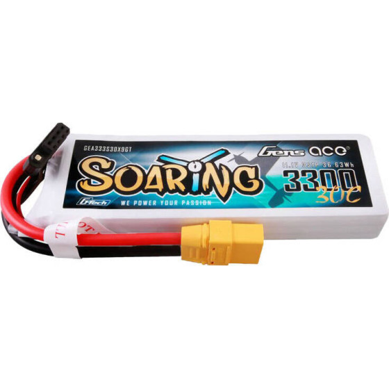 Gens Ace G-Tech Soaring 3300mAh 11.1V 30C 3S1P Lipo Battery Pack With XT90 Plug - (GEA333S30X9GT)