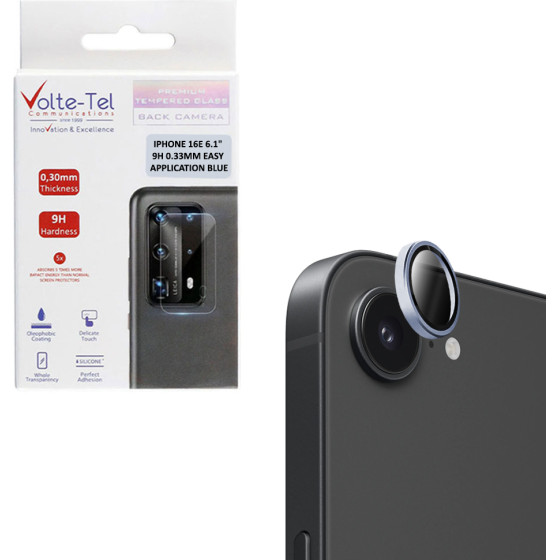 Volte-Tel Camera Glass Cover Iphone 16E 6.1'' 9H 0.33MM Easy Application BLUE - (5205308377594)