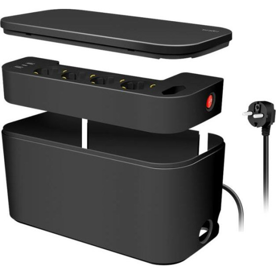 LogiLink Cable Box With 5-Way Socket Strip Black - (LPS282U)