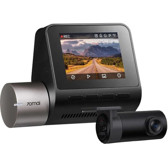 70MAi Front & Rear Dash Cam w. Screen Set w. RC11 Rearview Cam - 1600p, 3k pic, Loop rec, Col - (A510-1)