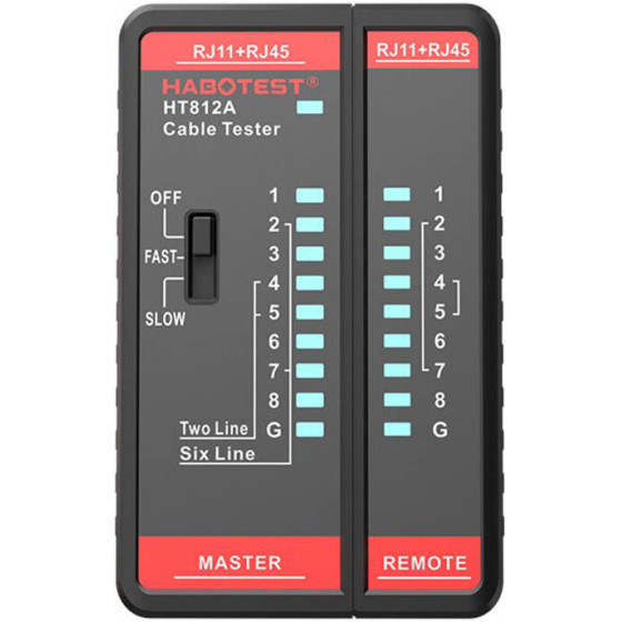Habotest Tester �������� ������� RJ45/RJ14/RJ12/RJ9 (�����) - (HT812A)