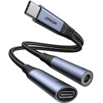 Joyroom 2-in-1 Audio Adapter Type-C To 3.5mm + Type-C (black) - (SY-C02)
