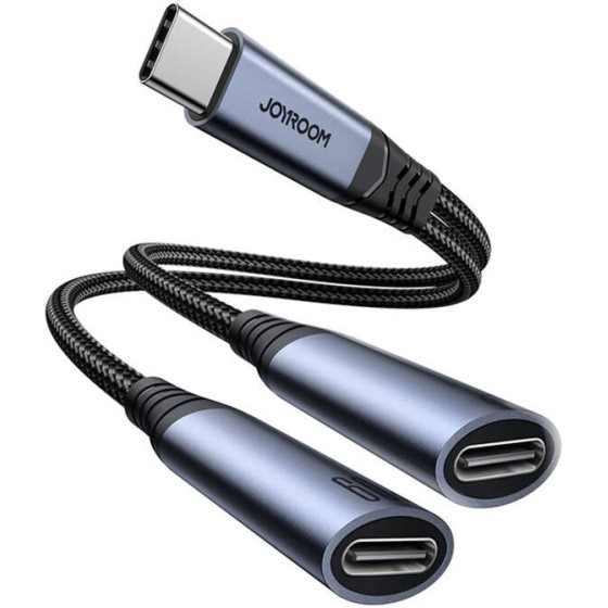 Joyroom Audio Adapter 2-in-1 Type-C To Dual Type-C (black) - (SY-C03)