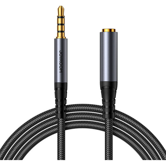 Joyroom Aux Extension Cable 3.5mm Mini Jack Female To 3.5mm Mini Jack male, braided, 1.2m (black) - (SY-A09)