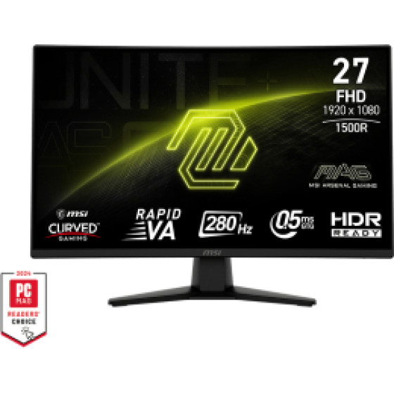 MSI Monitor Gaming Mag 274CXF, Curved Va FHD, 27'', 16:9, 300CD/M2, 4000:1, 0.5MS, 280Hz, 1920x1080, 2xHDMI/ 1xDP/ Hp OUT, TILT, BLACK, 3YW. - (9S6-3C531T-004)