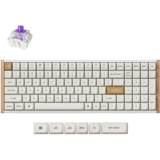 Keychron K4 He Special Wood Edition White Wireless Magnetic Hall Effect Rgb Keyboard 96% Us - (K4H-Q1)