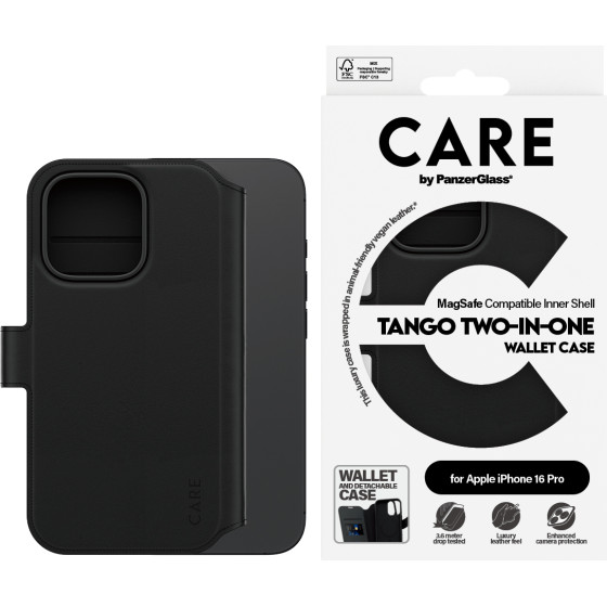 Care By PanzerGlass(R) Feature Case Tango Two-in-One Wallet Case For Apple Iphone 16 Pro - (PG-1330)