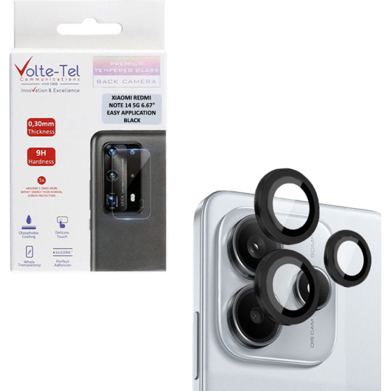 Volte-Tel Camera Glass Cover Xiaomi Redmi Note 14 5G 6.67'' 9H 0.33MM Easy Application BLACK
