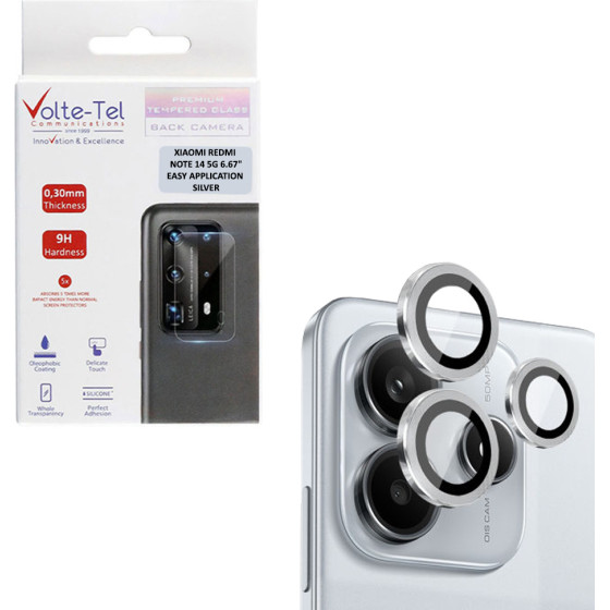 Volte-Tel Camera Glass Cover Xiaomi Redmi Note 14 5G 6.67'' 9H 0.33MM Easy Application SILVER