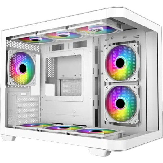 Armaggeddon Micro Atx Steel Pc Case Aquaron X-Curve 285 Fully White - (AQUARON-XC285W)