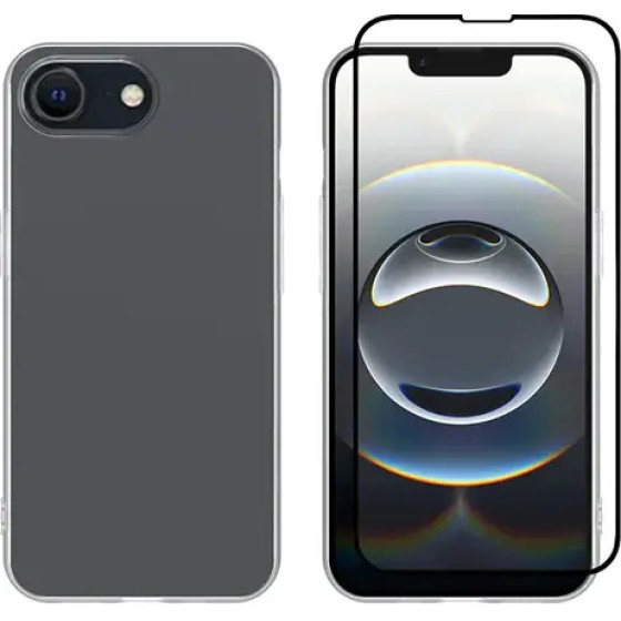 Vivid Set Gelly Case + Full Face Tempered Glass Apple Iphone 16e Black - (VIGELLY453GLASSBK)