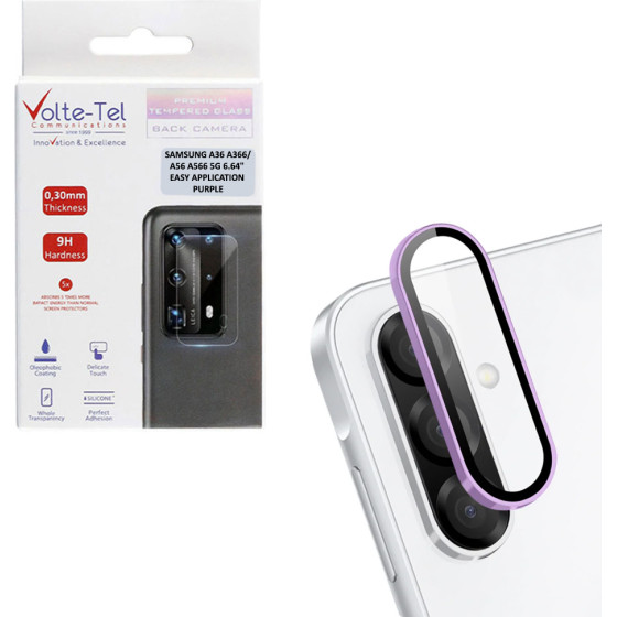 Volte-Tel Camera Glass Cover Samsung A36 A366/A56 A566 5G 6.64'' 9H 0.33MM Easy Application PURPLE