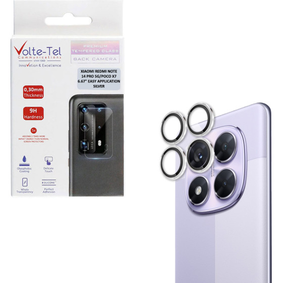 Volte-Tel Camera Glass Cover Xiaomi Redmi Note 14 Pro 5G/Poco X7 6.67'' 9H 0.33MM Easy Application SILVER