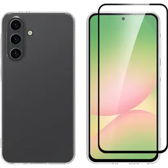 Vivid Set Gelly Case + Full Face Tempered Glass Samsung Galaxy A56 Black - (VIGELLY446GLASSBK)