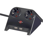 Brennenstuhl Desktop-Power USB-Charger With 2x USB-2.0 Charger 2100mA 2-Way socket, Black Polished 1.8m H05VV-F 3G1.5 - (1153500222)