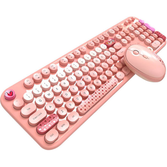 MOFII Lovely 2.4G Wireless Keyboard + Mouse Set (Pink) - (Lovely SMK-693M2AG)