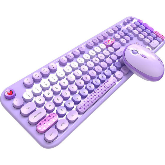 MOFII Lovely 2.4G Wireless Keyboard + Mouse Set (Purple) - (Lovely SMK-693M2AGP)