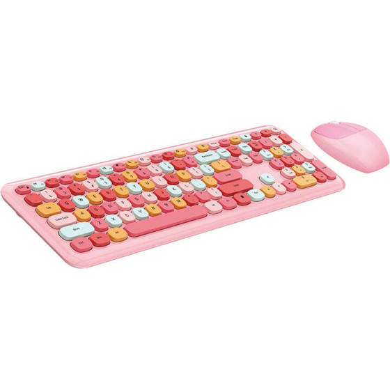 MOFII Wireless Keyboard+Mouse 666 Pink - (666 SMK-666395AG Pin)