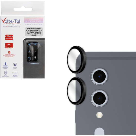 Volte-Tel Camera Glass Cover Samsung Tab S10 PLUS/S10 Ultra 12.4'' 9H 0.33MM Easy Application BLACK